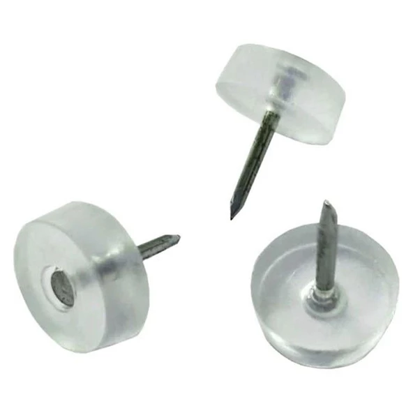 Çivili Poligrit Mobilya Masa Sandalye Zemin Koruyucu Pabuç Şeffaf Silikon Poligirit (100 ADET) - Resim 3