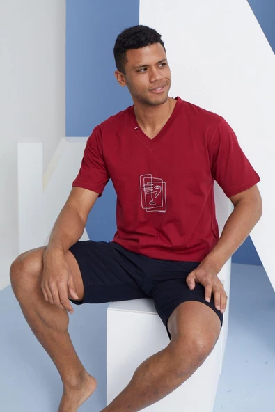 Kly Erkek Mürdüm Kısa Kol Şortlu Pijama Takımı 2019 ürün görseli 1