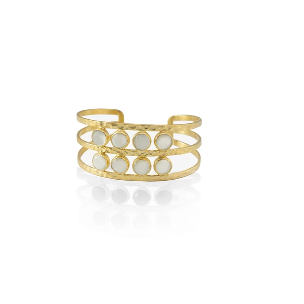 Kadir Jewellery 22 Ayar Altın Kaplama El İşçiliği Zirkon Taşlı Kadın Kaburga Bilezik - 12