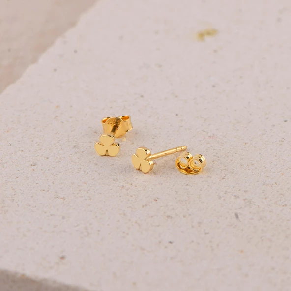 14 Ayar Altın Minik Yonca Küpe 0,57 gr - 2