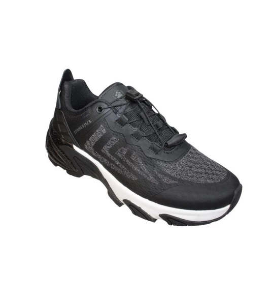 LUMBERJACK Erkek Siyah Gri Kalın Taban Memory Foam Akıllı Bağcıklı Sneaker Spor Ayakkabı