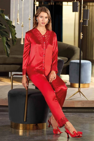 Nurteks 5696 Saten Uzun Kol Pijama Takımı - 2