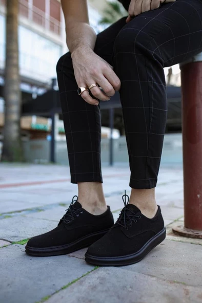 Klasik Erkek Ayakkabı 001 Siyah Süet (Siyah Taban) - Resim 4