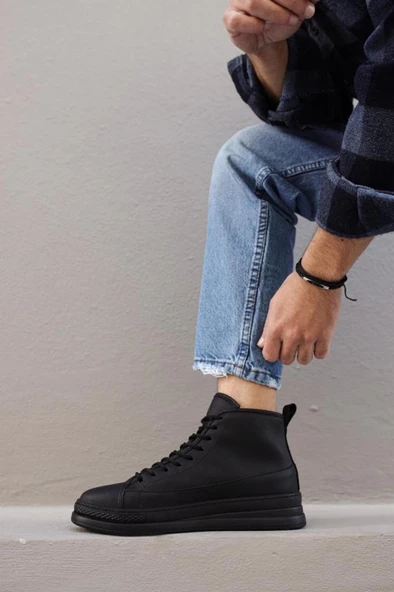 Yüksek Taban Ayakkabı C-030 Siyah (Siyah Taban) - Resim 6