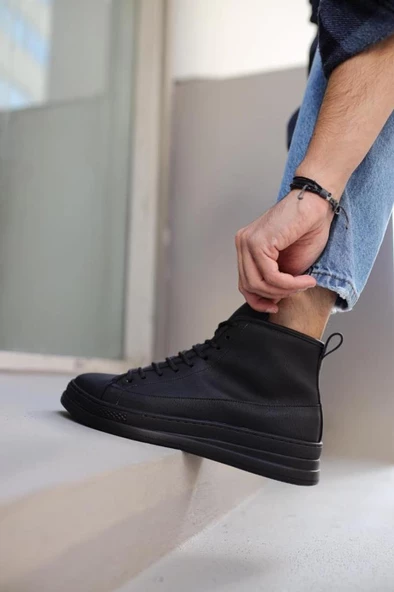 Yüksek Taban Ayakkabı C-030 Siyah (Siyah Taban) - Resim 3