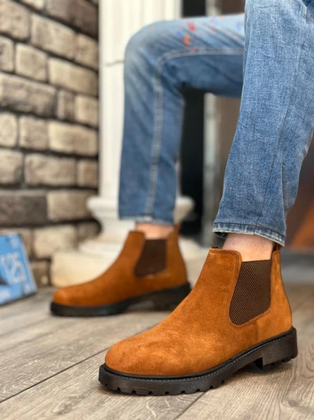 BA0319 İçi Dışı Hakiki Deri Taba Süet Erkek Spor Yarım Bilek Bot - Resim 2