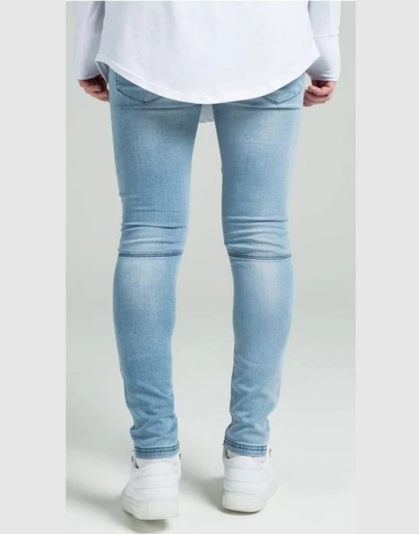 SikSilk Extreme Biker Mavi Erkek Kot Pantolon - 3