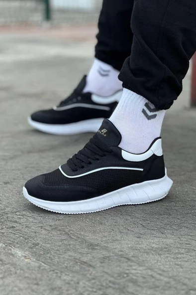 WG062 Siyah Beyaz Triko Erkek Spor Ayakkabı - Resim 2