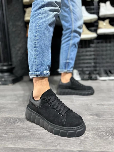 Yüksek Taban Günlük Süet Ayakkabı 144  Siyah (Siyah Taban) ürün görseli