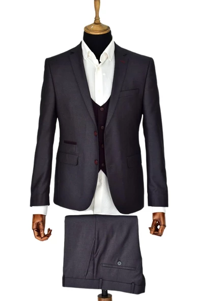 Erkek Füme Yelekli Takım Elbise GU-5118-04 ürün görseli