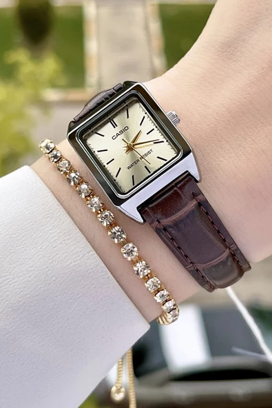Casio CSISTE46 Kadranı Sarı Kordonu Kahverengi Renk Hediye Paketli Kadın Kol Saati ürün görseli 1