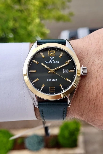 Daniel Klein DKISTE1175 Kasası Gümüş Kordonu ve Kadranı Yeşil Renk Hediye Paketli Takvimli Erkek Kol Saati - Resim 2