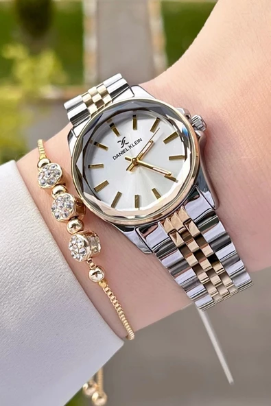 Daniel Klein DKISTE1186 Gold Gümüş Renk Kadın Kol Saati ve Bileklik ürün görseli 1