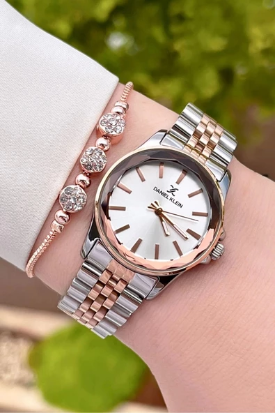 Daniel Klein DKISTE1185 Rose Gümüş Renk Hediye Paketli Kadın Kol Saati ve Bileklik - Resim 2