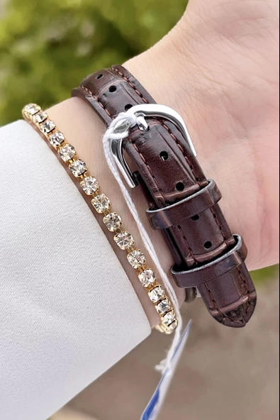 Casio CSISTE46 Kadranı Sarı Kordonu Kahverengi Renk Hediye Paketli Kadın Kol Saati - Resim 5