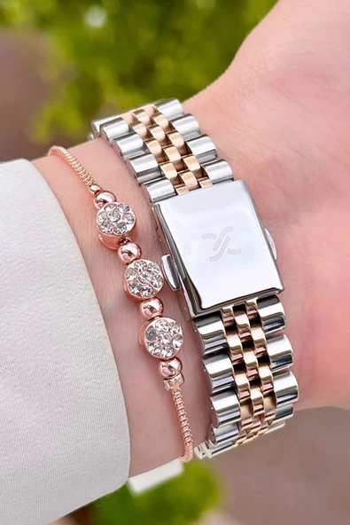 Daniel Klein DKISTE1185 Rose Gümüş Renk Hediye Paketli Kadın Kol Saati ve Bileklik - Resim 5