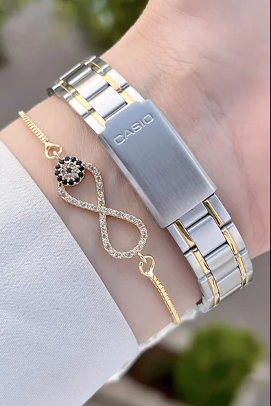 Casio CSISTE45 Gold Gümüş Renk Hediye Paketli Kadın Kol Saati - 5