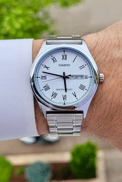 Casio CSISTE15 Kadranı Beyaz Kordonu Gümüş Renk Takvim ve Günlü Hediye Paketli Erkek Kol Saati - Resim 2