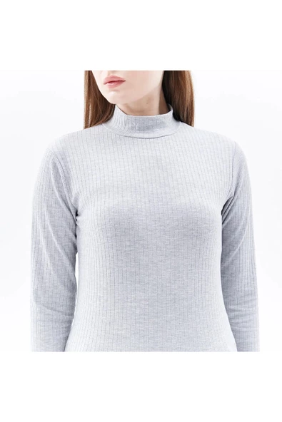 KADIN DİK YAKALI UZUN KOLLU TİŞÖRT TARÇIN - 8