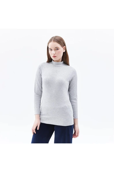 KADIN DİK YAKALI UZUN KOLLU TİŞÖRT TARÇIN - 5