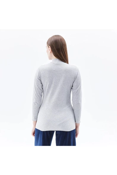 KADIN DİK YAKALI UZUN KOLLU TİŞÖRT TARÇIN - 7