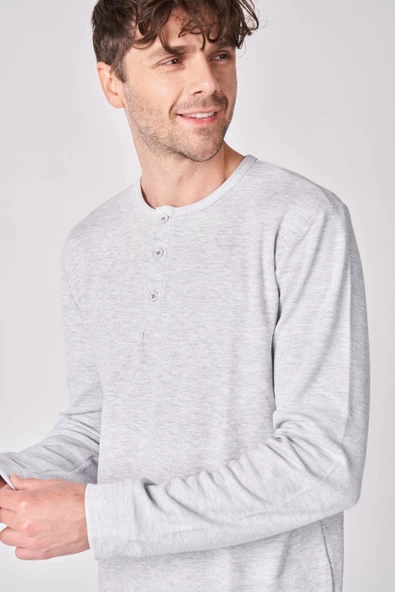 Erkek Pamuk Karışımlı Uzun Kollu Tişört - 7