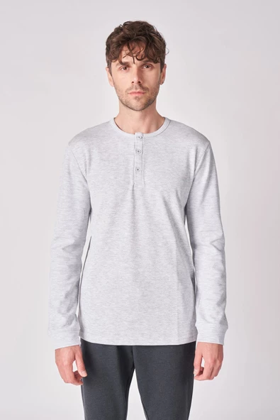 Erkek Pamuk Karışımlı Uzun Kollu Tişört - 5