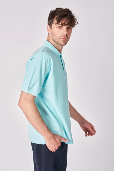 Erkek %100 Pamuklu Polo Yaka Kısa Kollu Tişört - 3