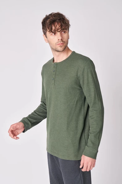 Erkek Pamuk Karışımlı Uzun Kollu Tişört - 2