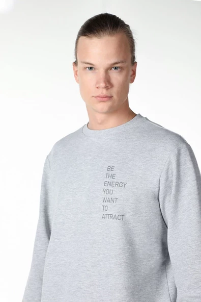 Erkek Baskılı Sweat Gri - 5