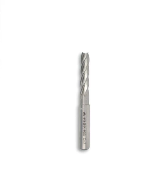 Makina Takım HSSE CO8 DIN 844/BN Parmak Freze 8 mm Kısa