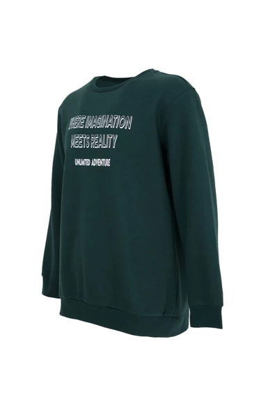Erkek Baskılı Sweat Yeşil - 6