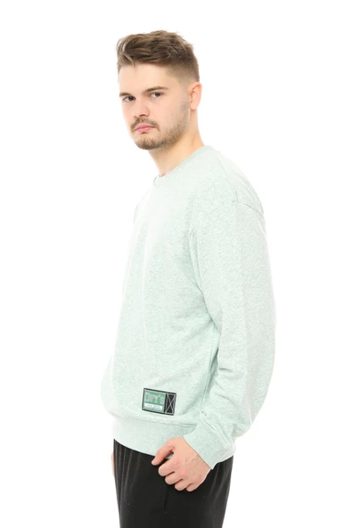 Erkek Oversize Sweat Etiket Detaylı Ekru - 5