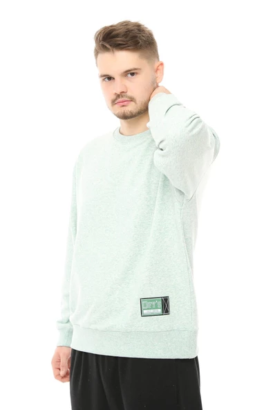 Erkek Oversize Sweat Etiket Detaylı Ekru - 4