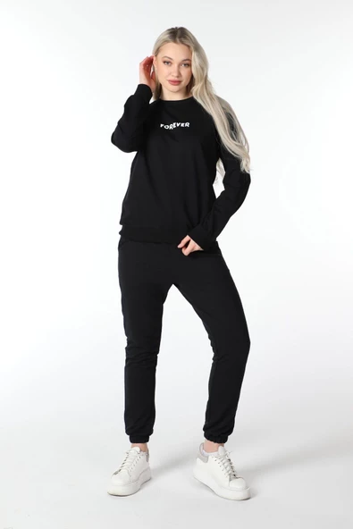 Kadın Baskılı Sweat Siyah - 5