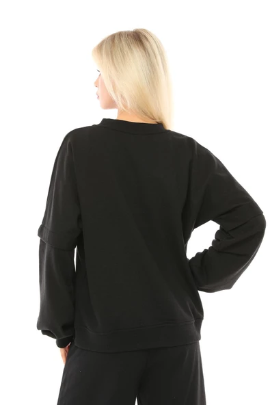 Kadın Oversize Sweat Kol Detaylı Su Yeşili - 12