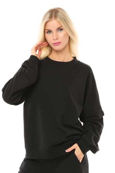 Kadın Oversize Sweat Kol Detaylı Su Yeşili - 10