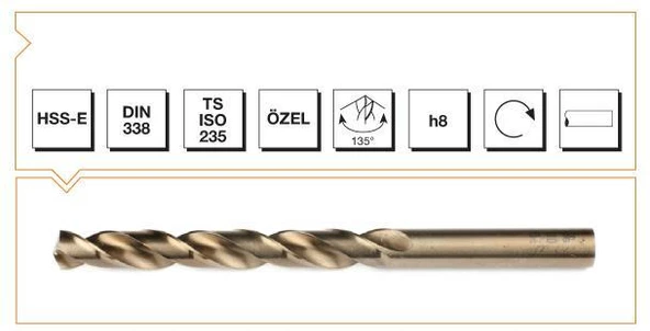 Makina Takım HSSE DIN 338 RN Altın Seri Matkap Ucu 1.9 mm