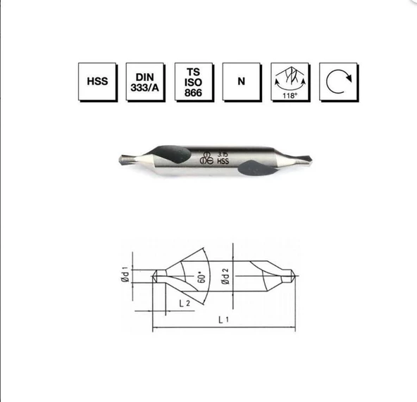 Makina Takım HSS DIN 333/A R Punta Matkabı 5 mm