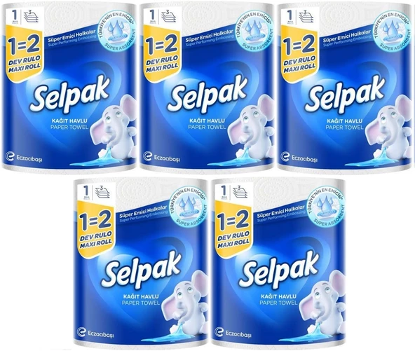 Selpak Kağıt Havlu (3 Katlı) Dev Rulo (5 Li Set)