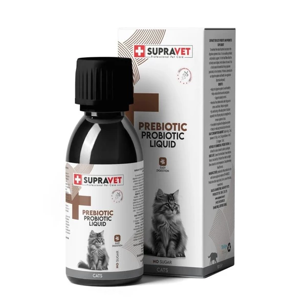 Supravet Sıvı Probiyotik, Kedi Bağışıklık Güçlendirici Probiyotik + Prebiyotik Takviyesi 100 Ml