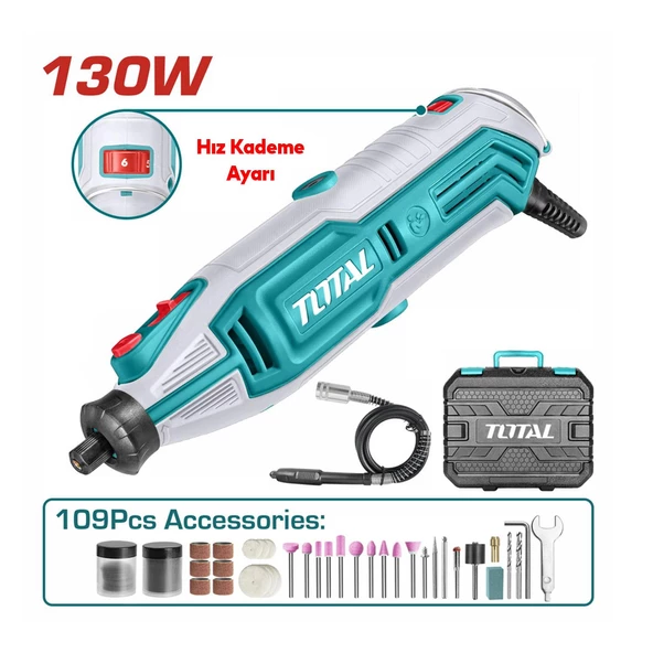Total 130 W Gravür Makinası TG513326E Mini Dremel Testere Kesme Makine Kömürlü - 3