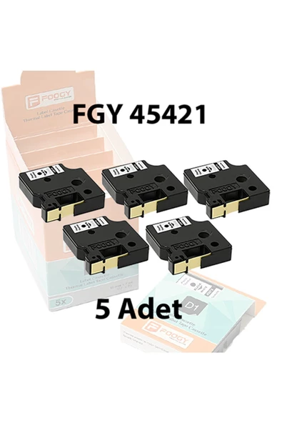 Dymo D1 Muadili Etiket Kagıt Beyaz - 12 mm x 7 mt - 45421 - Eko Paket 5 li - 5