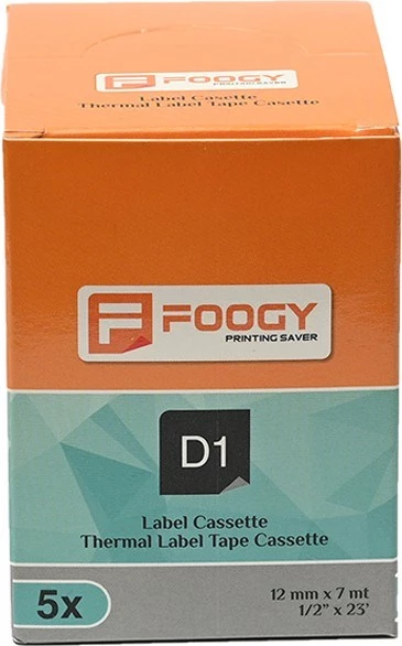 Foogy Dymo D1 Muadili Etiket Plastik Mavi - 12 mm x 7 mt - 45016 - Eko Paket 5'li - 4