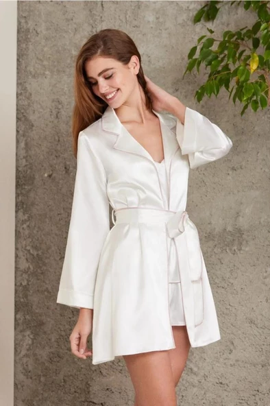 Pierre Cardin 7200 Ekru Çeyiz 4 Lü Gecelik Takımı