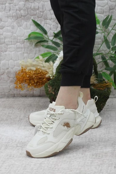 U.S Polo Assn. MAYBE WMN 4FX 101513510 Kadın Yürüyüş ve Koşu Ayakkabısı Bej 36-40 - Resim 3