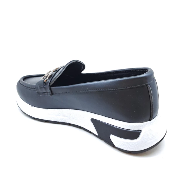 Bayan Siyah Beyaz Comfort Gümüş Tokalı Şık Ve Sade Comfort Casual - 3