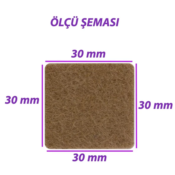 Yapışkanlı Kare Keçe Masa Sandalye Parke Zemin Ayak Koruyucu Kaydırmaz Keçesi 30x30 mm (21'Lİ PAKET) - 2
