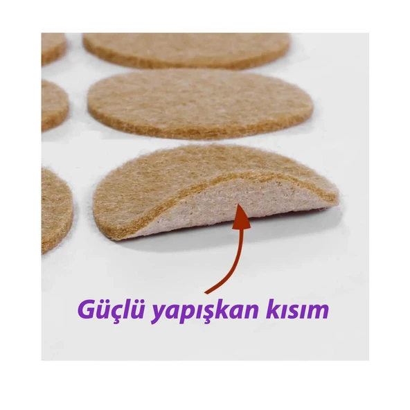 Yapışkanlı Yuvarlak Keçe Masa Sandalye Parke Zemin Ayak Koruyucu Kaydırmaz 20 mm Keçesi (50'Lİ PAKET) - 3