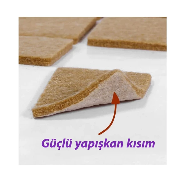Yapışkanlı Kare Keçe Masa Sandalye Parke Zemin Ayak Koruyucu Kaydırmaz Keçesi 30x30 mm (21'Lİ PAKET) - 3